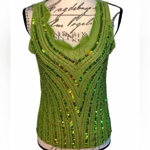🦚Stunning Lime Y2K Vibes Sequined Mesh Tank Top